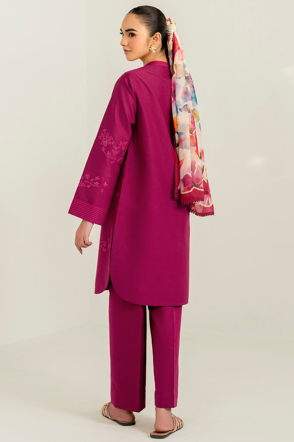 Farasha | Thread Lines Embroidered | Fuchsia Fern by Farasha - Designer Dress  - Type : Ladies Clothes - Available at Libayah - 100% Original 