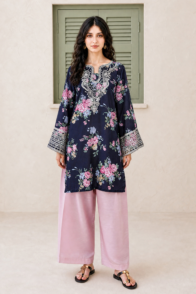 Saad Shaikh | Ease Fall Edit 26 | D-09 Co-ord Set Black and Pink by Saad Shaikh - Designer Dress  - Type : Ladies Clothes - Available at Libayah - 100% Original 