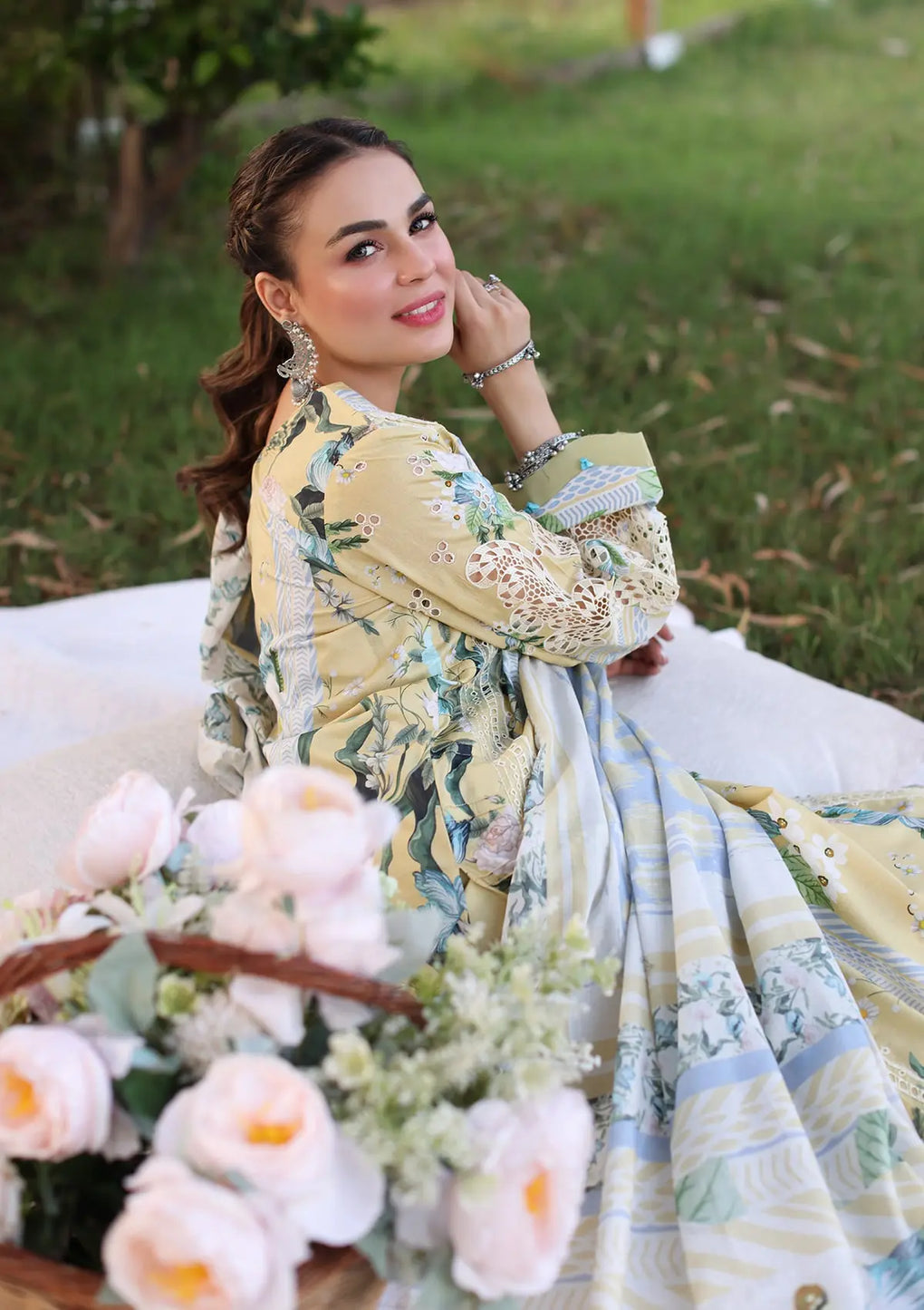 Elaf Premium | Prints Chikankari 24 | 05A CITRUS CRUSH by Elaf Premium - Designer Dress - Type: Ladies Clothes - Available at Libayah - 100% Original