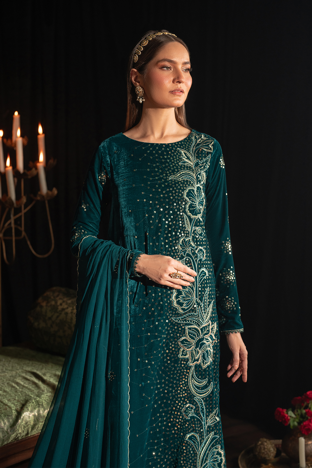Iznik | Velvet 25 | IV-47 Embroidered Velvet by Iznik - Designer Dress - Type : Ladies Clothes - Available at Libayah - 100% Original 