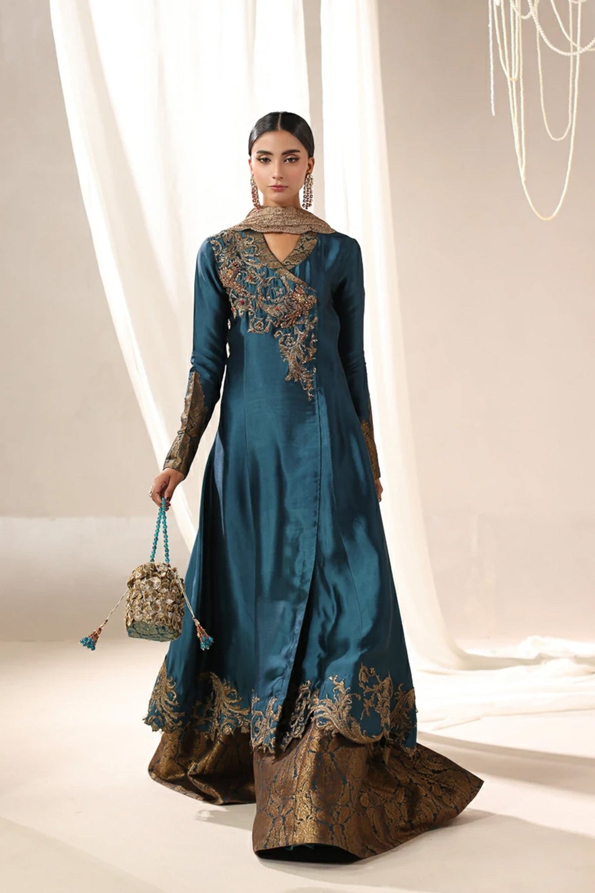 Musferah Saad | Into Twilight | Teal Temptress by Musferah Saad - Designer Dress  - Type : Ladies Clothes - Available at Libayah - 100% Original 