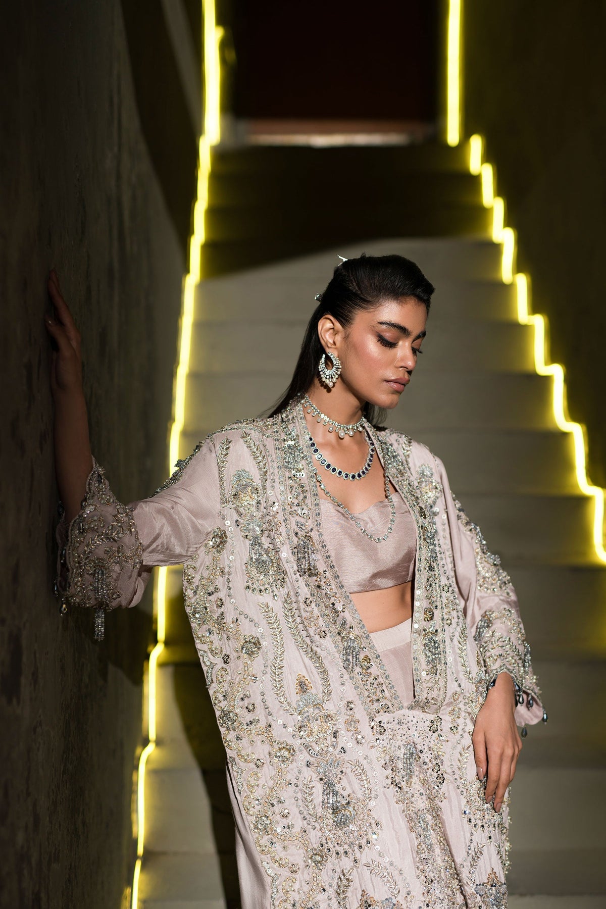 Ammara Khan | Lily Luxury Formals 24 | BOXY JEWELLED TUNIC (D-10) by Ammara Khan - Designer Dress - Type: Ladies Clothes - Available at Libayah - 100% Original