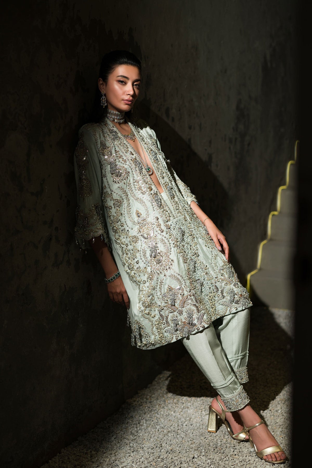 Ammara Khan | Lily Luxury Formals 24 | BOXY JEWELLED TUNIC (D-11) by Ammara Khan - Designer Dress - Type: Ladies Clothes - Available at Libayah - 100% Original