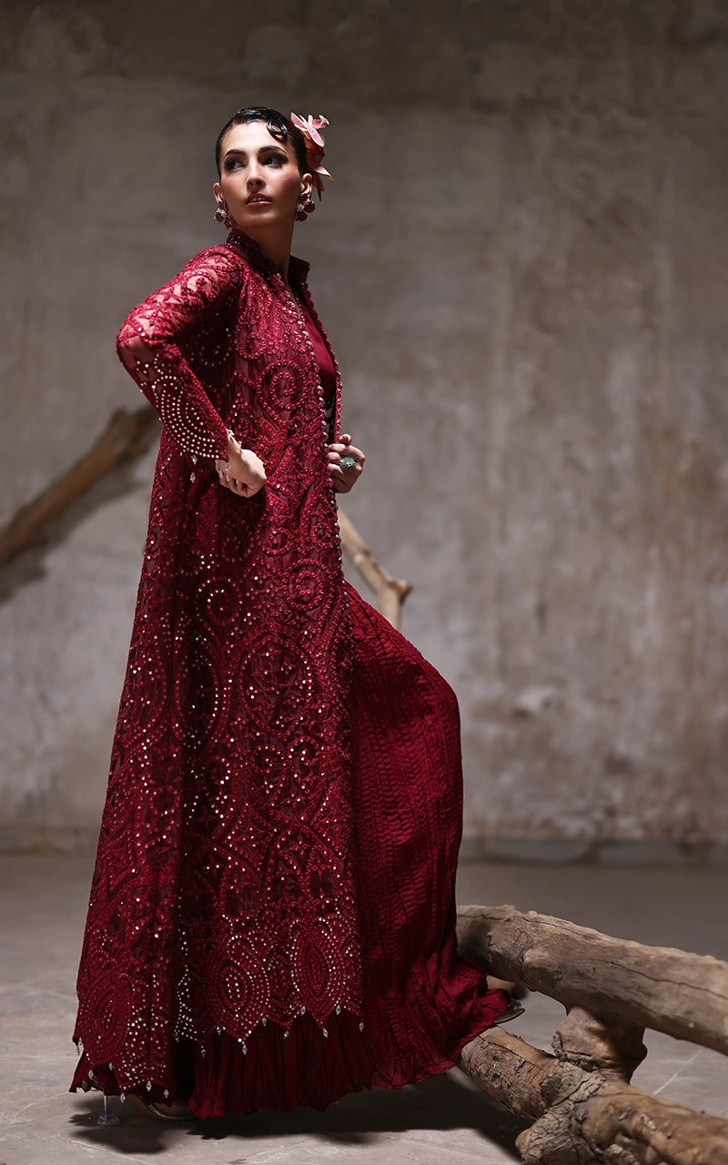 Threads and Motifs | Formal Dresses 25 | Organza Jacket With Crushed Trouser by Threads and Motifs - Designer Dress  - Type : Ladies Clothes - Available at Libayah - 100% Original 