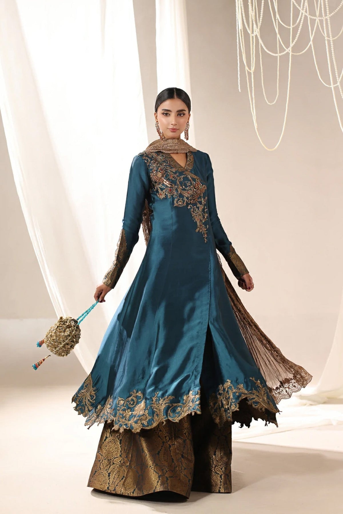 Musferah Saad | Into Twilight | Teal Temptress by Musferah Saad - Designer Dress  - Type : Ladies Clothes - Available at Libayah - 100% Original 