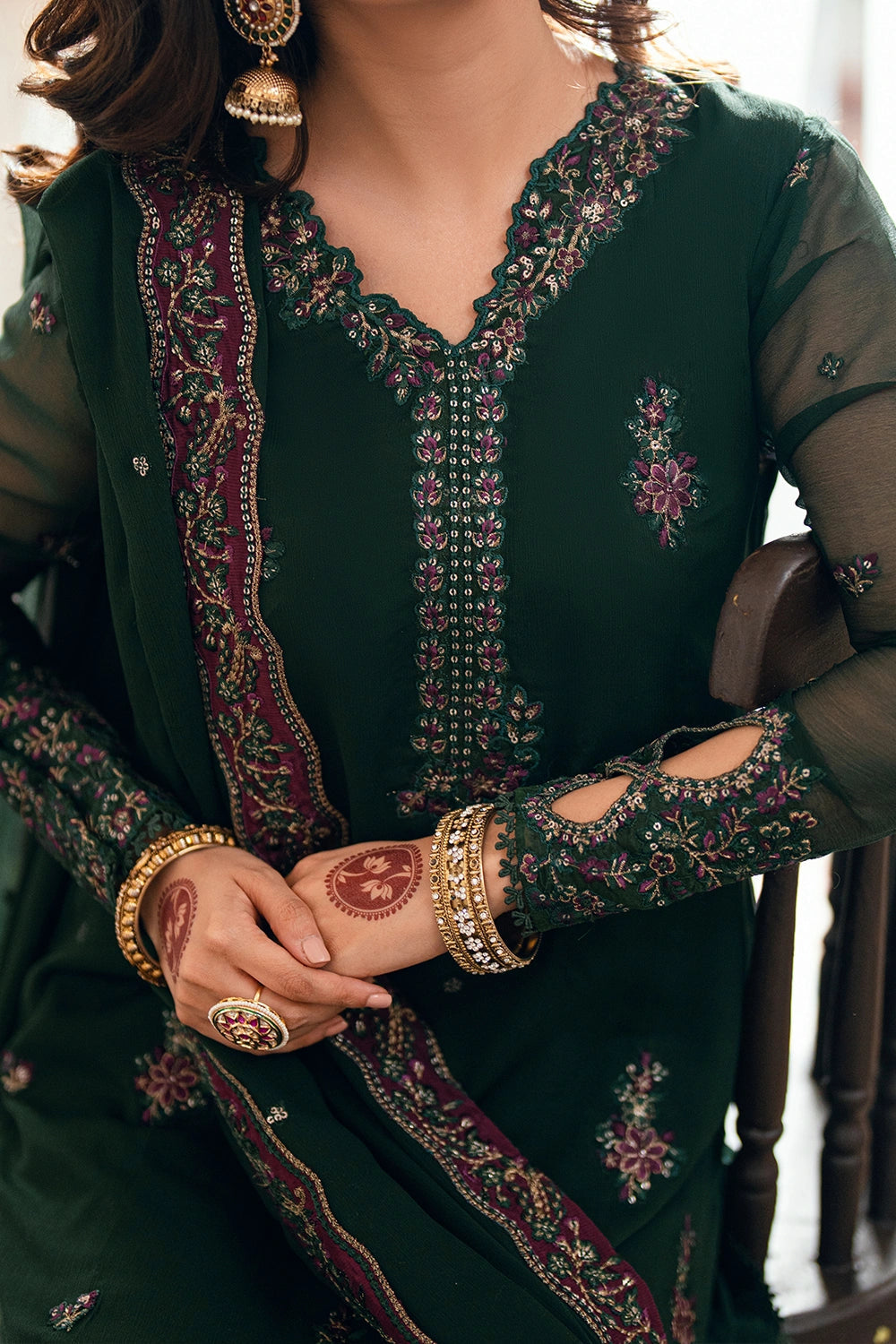 Azure | Eid Drop | Glimmer Green - by Libayah - Registered Vendor of : Azure - 100% Original Designer Dress