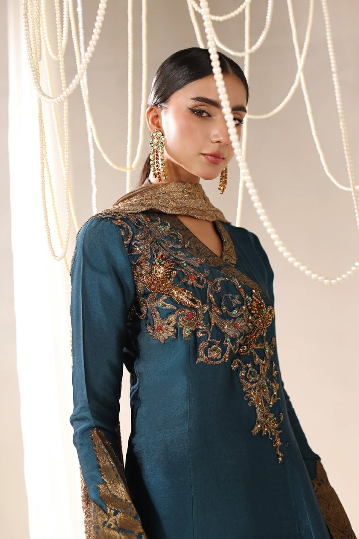 Musferah Saad | Into Twilight | Teal Temptress by Musferah Saad - Designer Dress  - Type : Ladies Clothes - Available at Libayah - 100% Original 