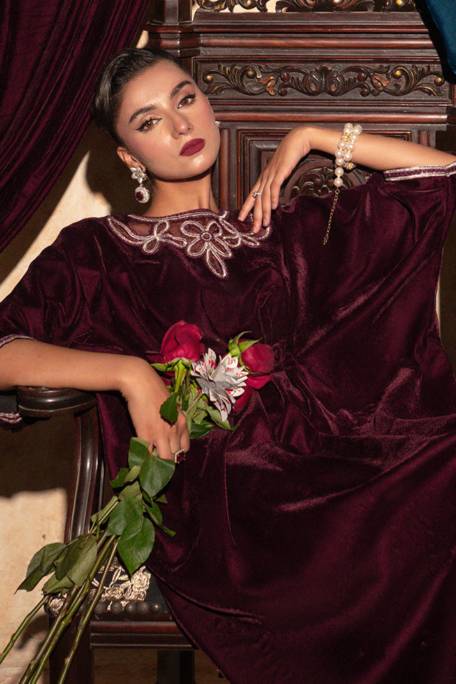 Fozia Khalid | Velvet Deck | Ruby by Fozia Khalid - Designer Dress - Type: Formal - Available at Libayah - 100% Original