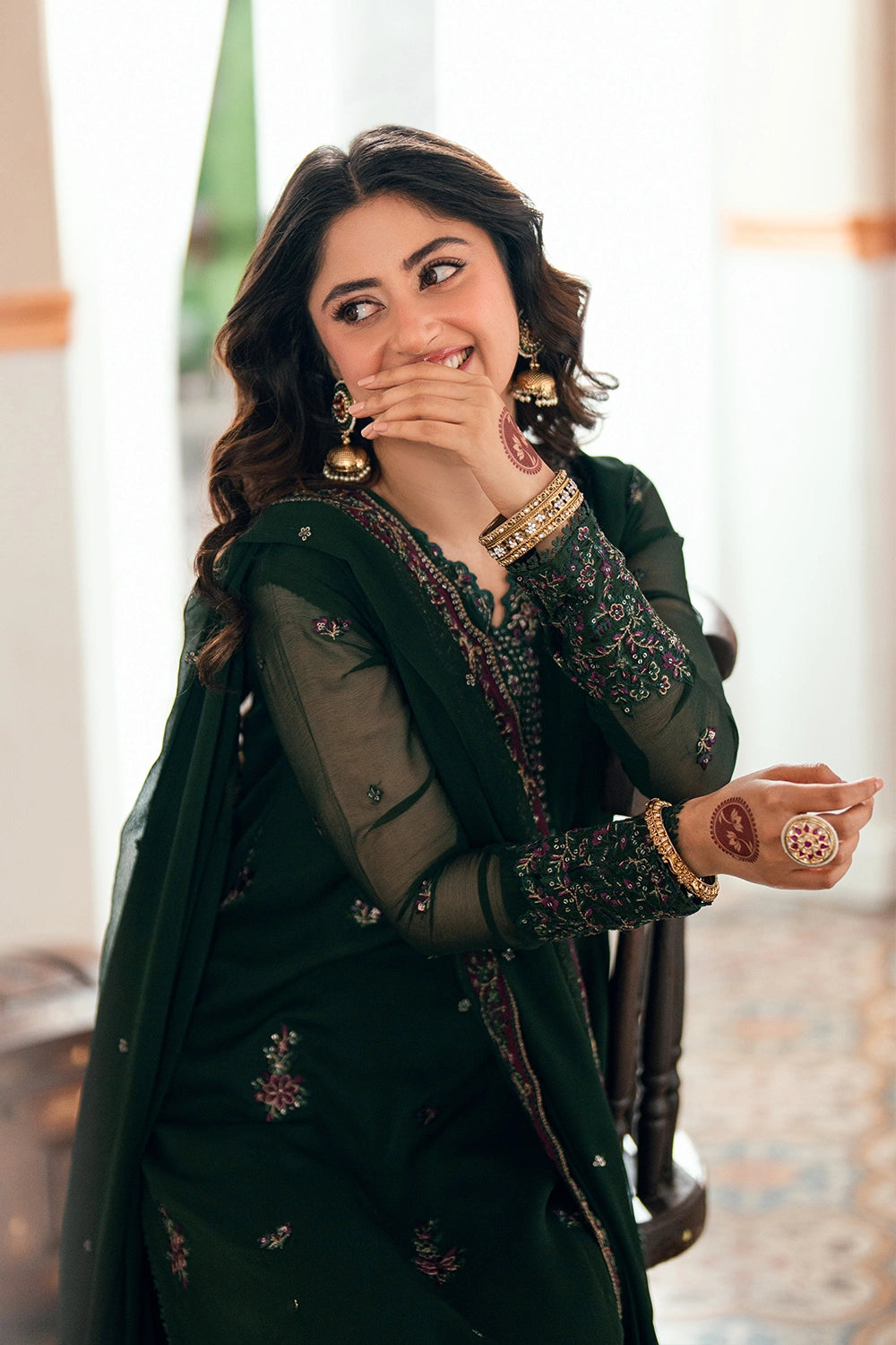 Azure | Eid Drop | Glimmer Green - by Libayah - Registered Vendor of : Azure - 100% Original Designer Dress