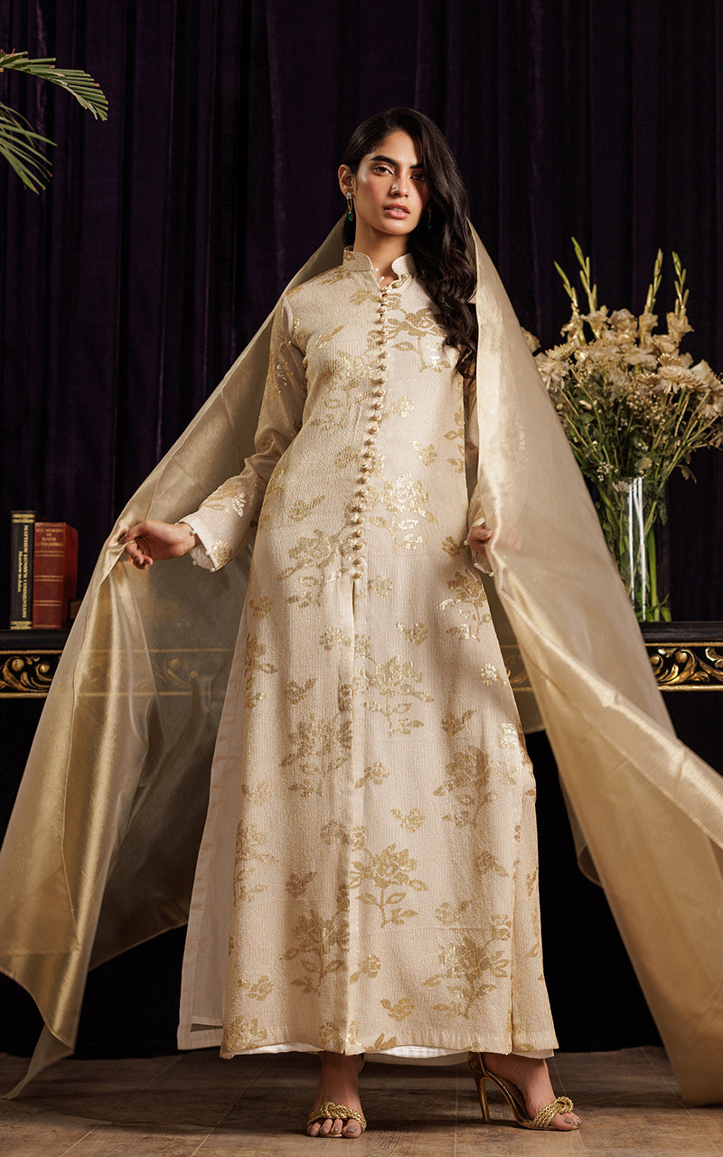 Threads and Motifs | Formal Dresses 25 | Chiffon Embroidered Jacket with Embroidered Trouser by Threads and Motifs - Designer Dress  - Type : Ladies Clothes - Available at Libayah - 100% Original 