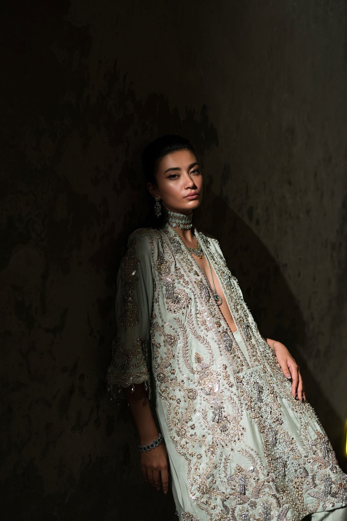 Ammara Khan | Lily Luxury Formals 24 | BOXY JEWELLED TUNIC (D-11) by Ammara Khan - Designer Dress - Type: Ladies Clothes - Available at Libayah - 100% Original