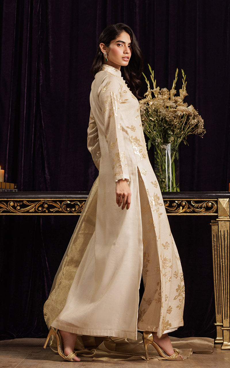 Threads and Motifs | Formal Dresses 25 | Chiffon Embroidered Jacket with Embroidered Trouser by Threads and Motifs - Designer Dress  - Type : Ladies Clothes - Available at Libayah - 100% Original 
