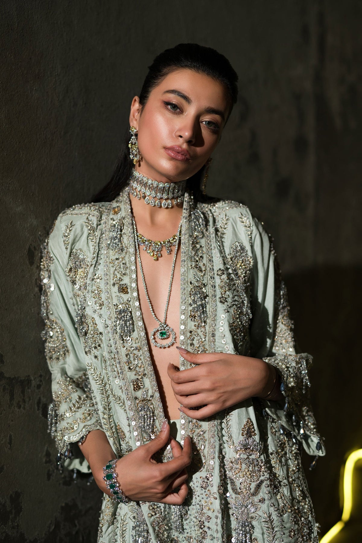 Ammara Khan | Lily Luxury Formals 24 | BOXY JEWELLED TUNIC (D-11) by Ammara Khan - Designer Dress - Type: Ladies Clothes - Available at Libayah - 100% Original