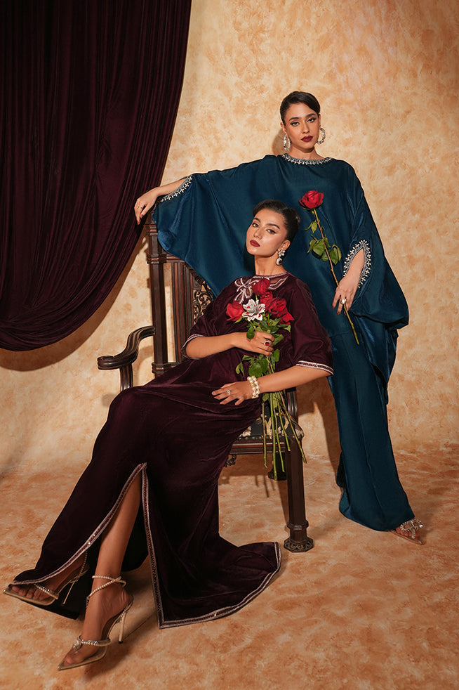 Fozia Khalid | Velvet Deck | Ruby by Fozia Khalid - Designer Dress - Type: Formal - Available at Libayah - 100% Original