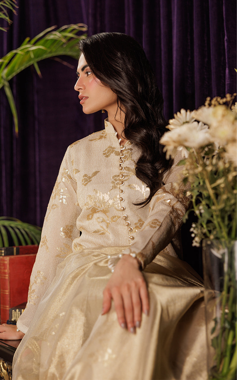 Threads and Motifs | Formal Dresses 25 | Chiffon Embroidered Jacket with Embroidered Trouser by Threads and Motifs - Designer Dress  - Type : Ladies Clothes - Available at Libayah - 100% Original 