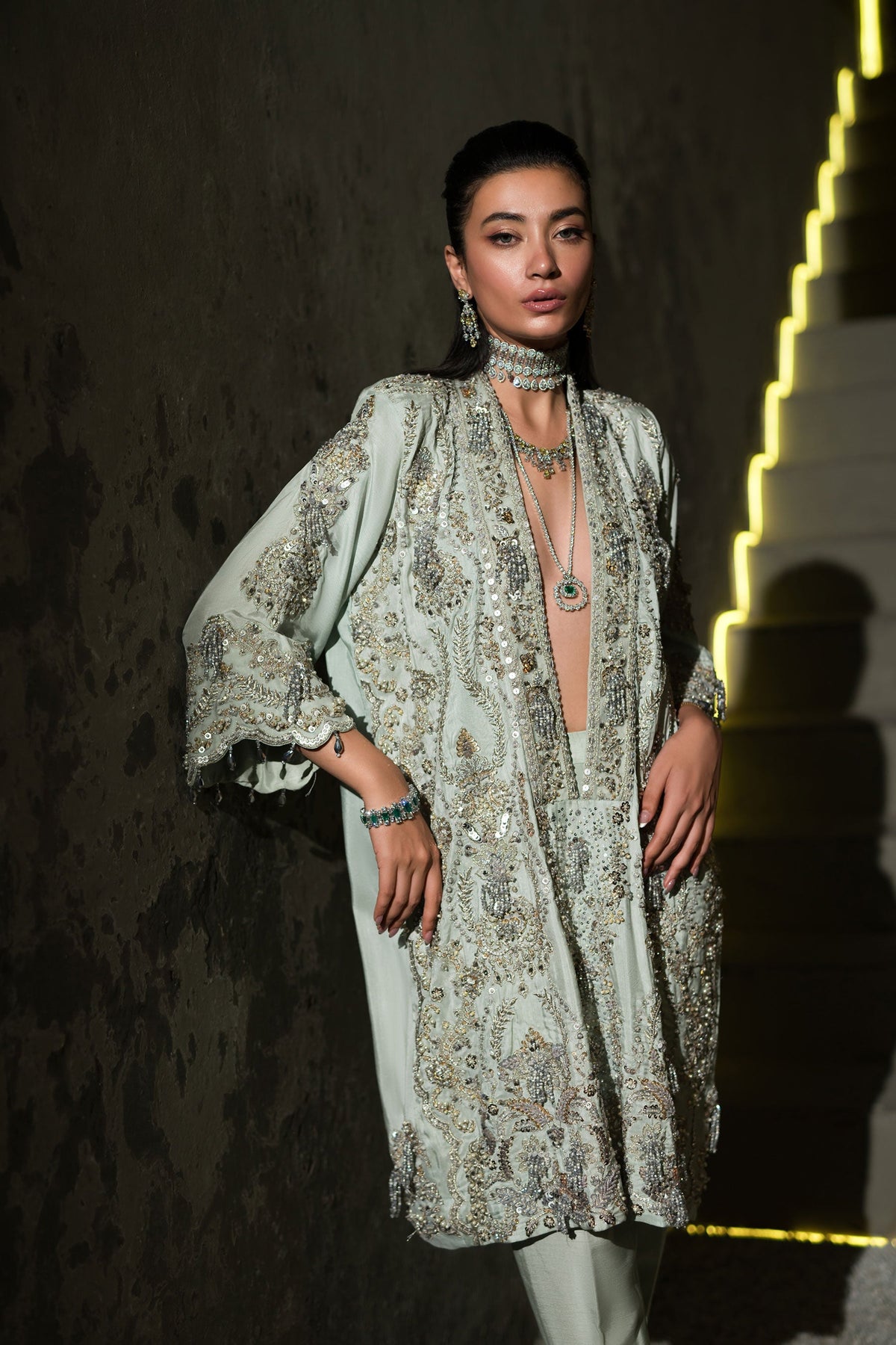 Ammara Khan | Lily Luxury Formals 24 | BOXY JEWELLED TUNIC (D-11) by Ammara Khan - Designer Dress - Type: Ladies Clothes - Available at Libayah - 100% Original