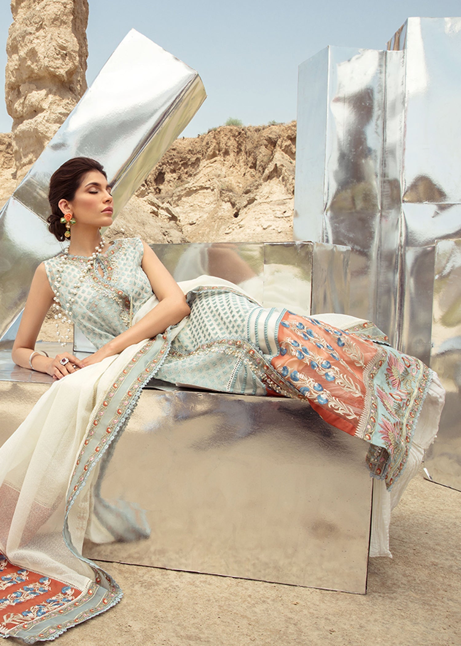 Saira Shakira | Luxury Pret | Rust Angrakha by Saira Shakira - Designer Dress  - Type : Ladies Clothes - Available at Libayah - 100% Original 