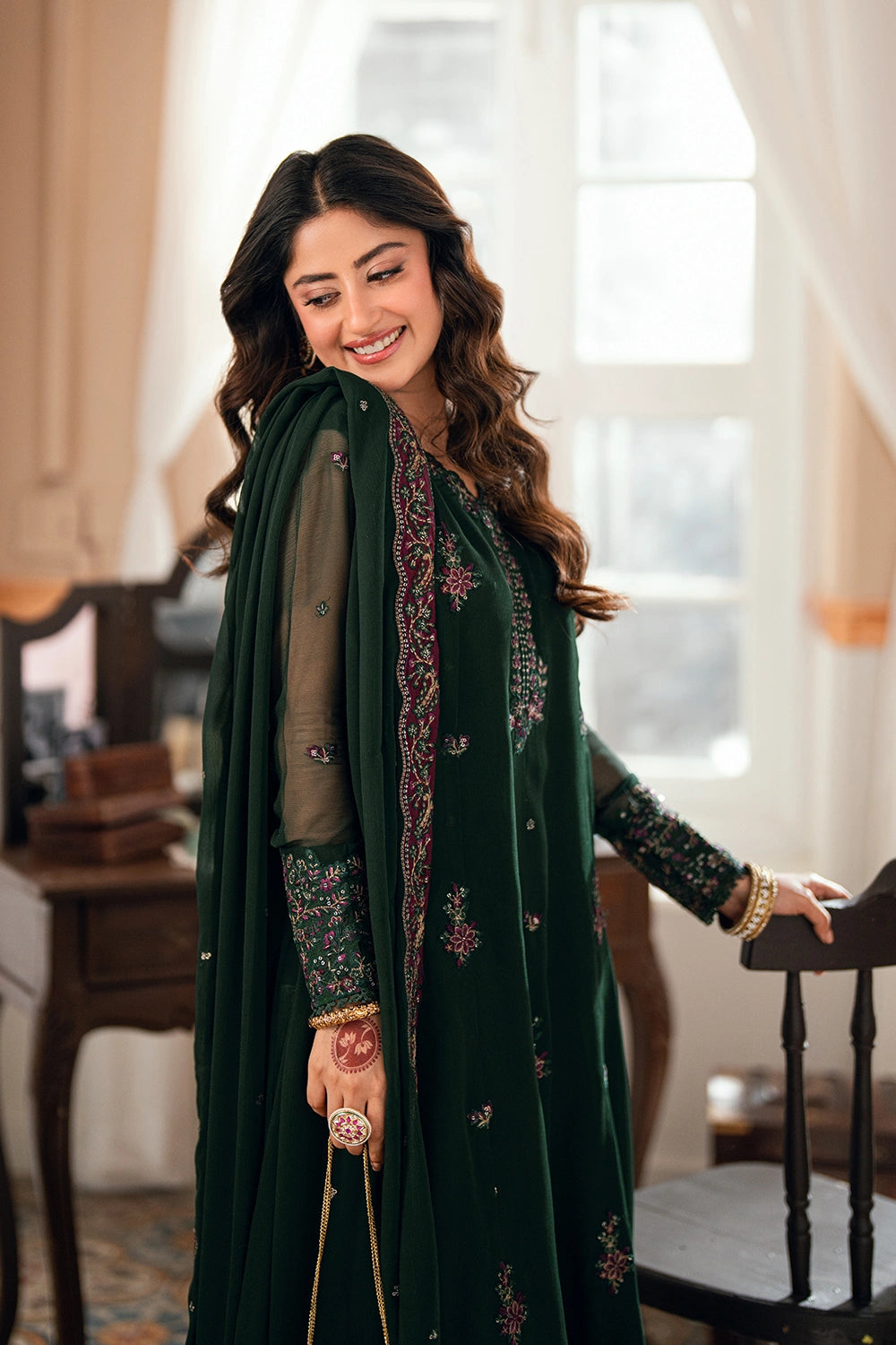 Azure | Eid Drop | Glimmer Green - by Libayah - Registered Vendor of : Azure - 100% Original Designer Dress