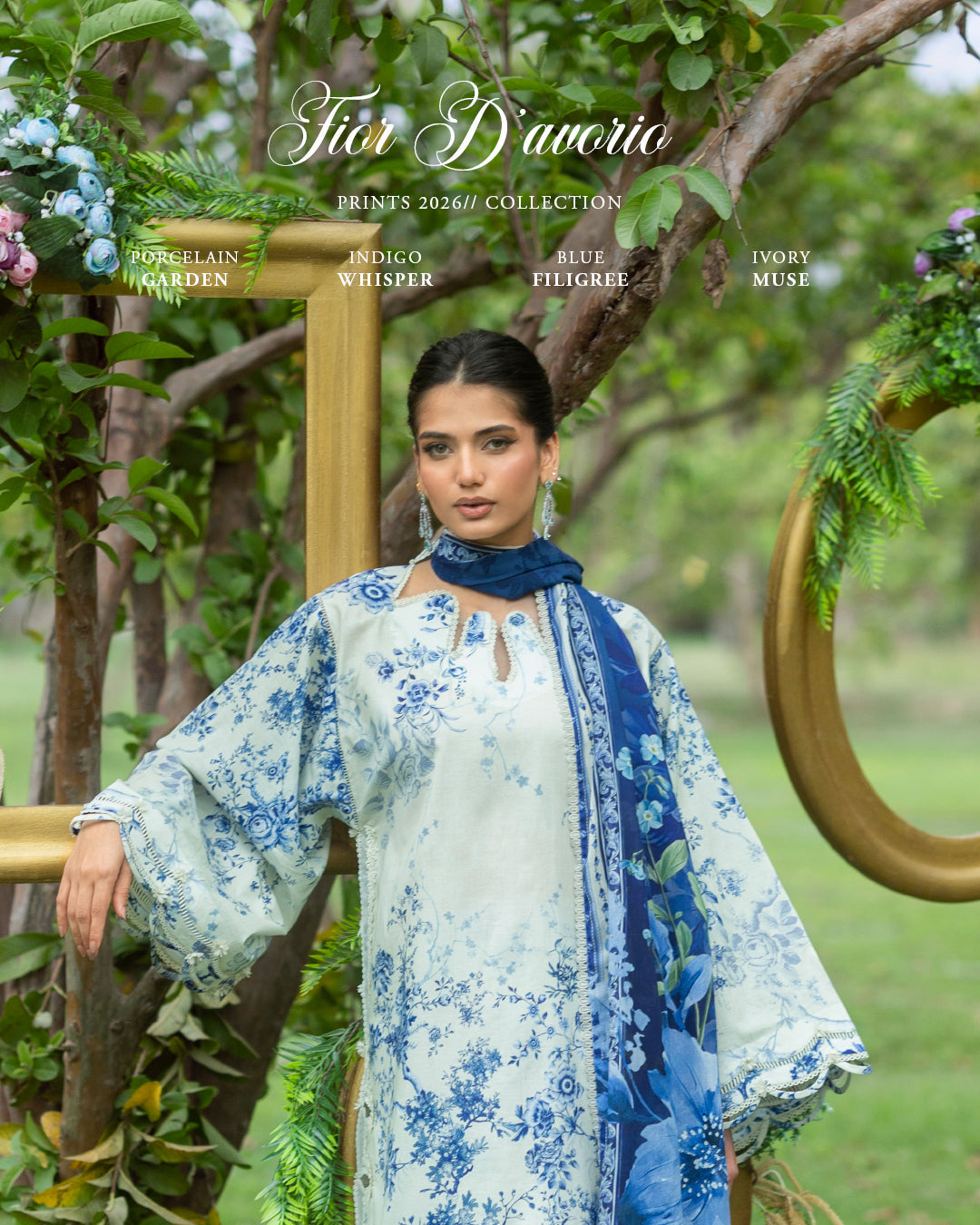 Elaf Premium | Bridgerton Prints 26 | EPB-7B FIORI D'AVORIO by Elaf Premium - Designer Dress  - Type : Ladies Clothes - Available at Libayah - 100% Original 