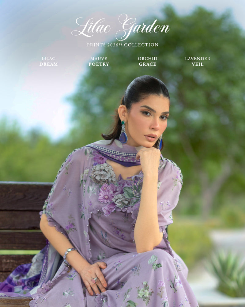 Elaf Premium | Bridgerton Prints 26 | EPB-6A LILAC GARDEN by Elaf Premium - Designer Dress  - Type : Ladies Clothes - Available at Libayah - 100% Original 