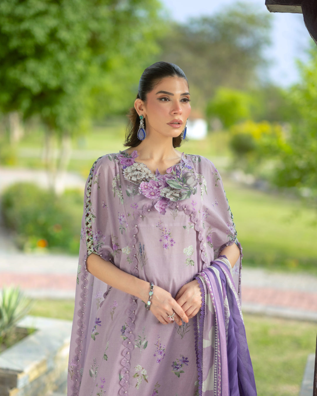 Elaf Premium | Bridgerton Prints 26 | EPB-6A LILAC GARDEN by Elaf Premium - Designer Dress  - Type : Ladies Clothes - Available at Libayah - 100% Original 