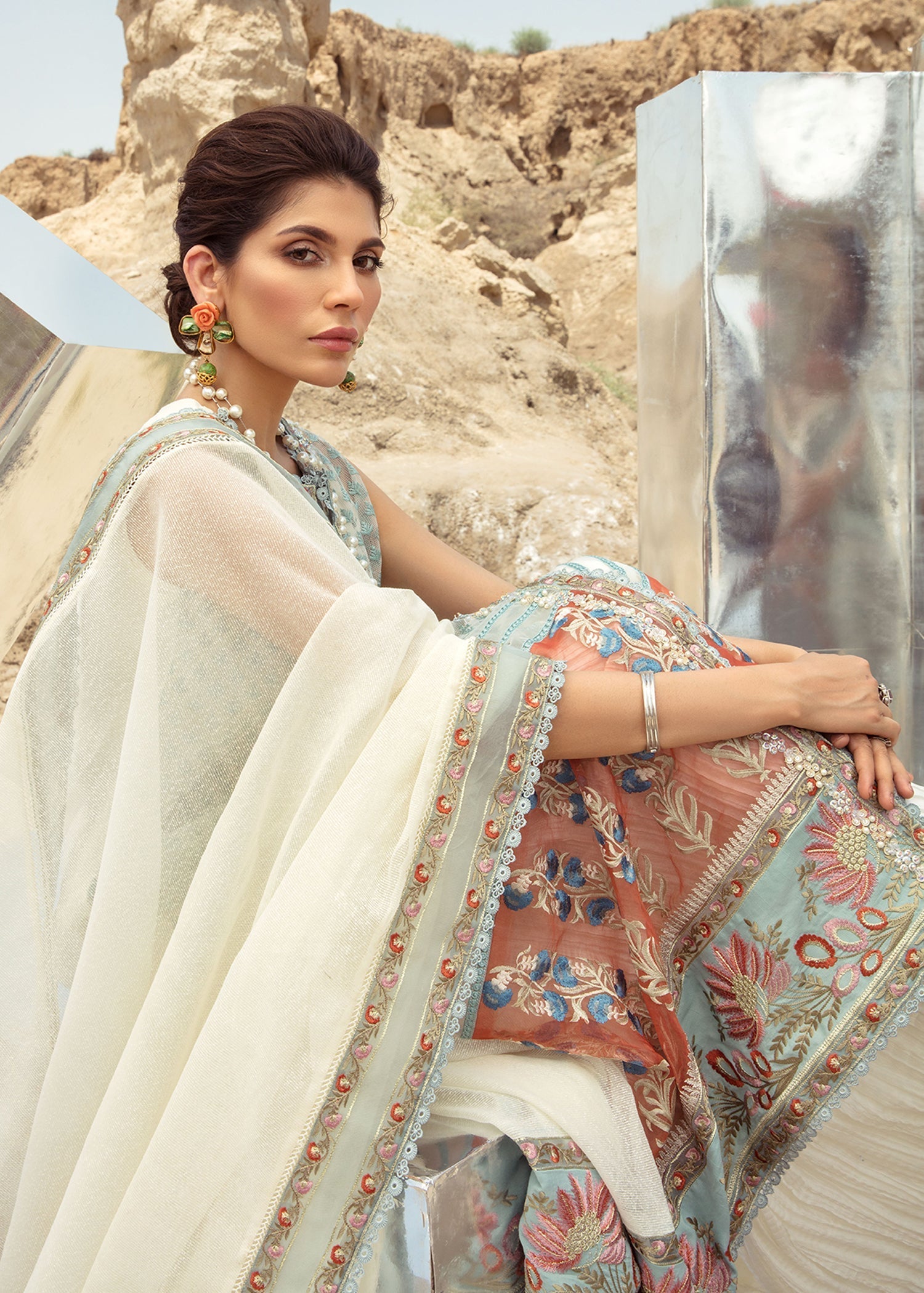 Saira Shakira | Luxury Pret | Rust Angrakha by Saira Shakira - Designer Dress  - Type : Ladies Clothes - Available at Libayah - 100% Original 