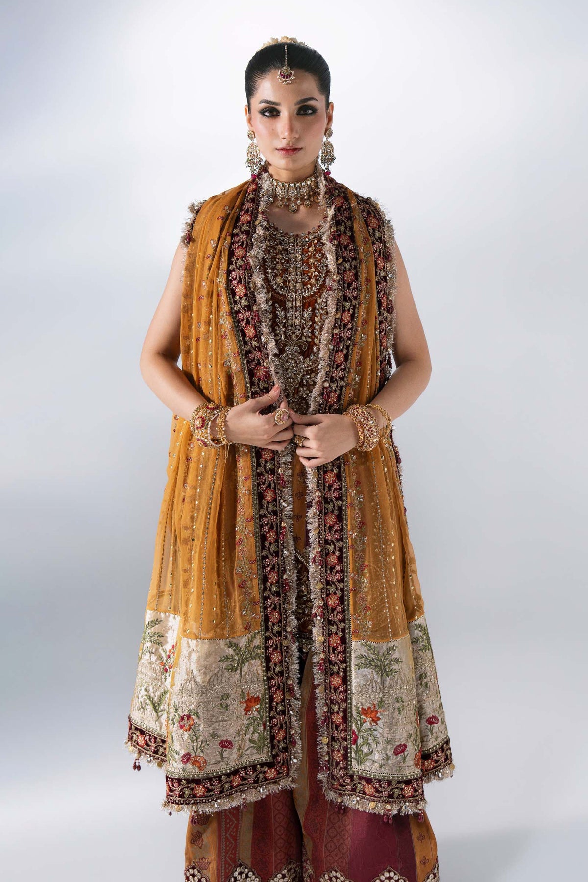 Maria B | Mbroidered Wedding Formals 26 | BD-3104-Maroon Crimson