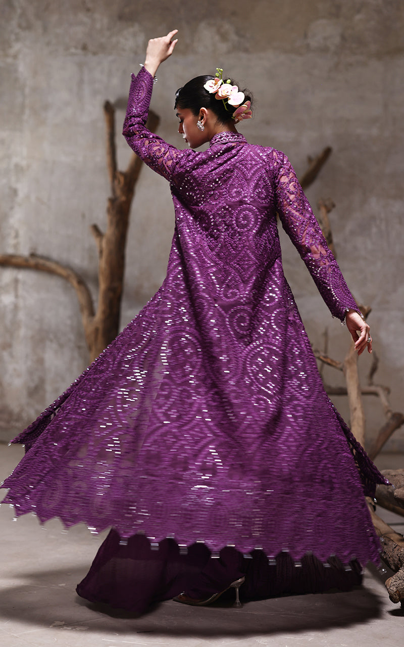 Threads and Motifs | Formal Dresses 25 | Organza Embroidered Jacket With Crushed Trouser by Threads and Motifs - Designer Dress  - Type : Ladies Clothes - Available at Libayah - 100% Original 