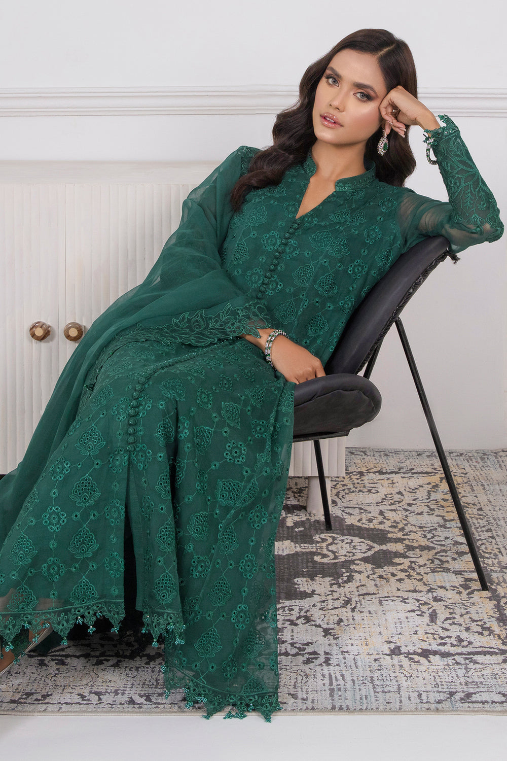 Baroque | Formals Collection | EMBROIDERED SCHIFFLI CHIFFON UF-339 by Baroque - Designer Dress  - Type : Ladies Clothes - Available at Libayah - 100% Original 