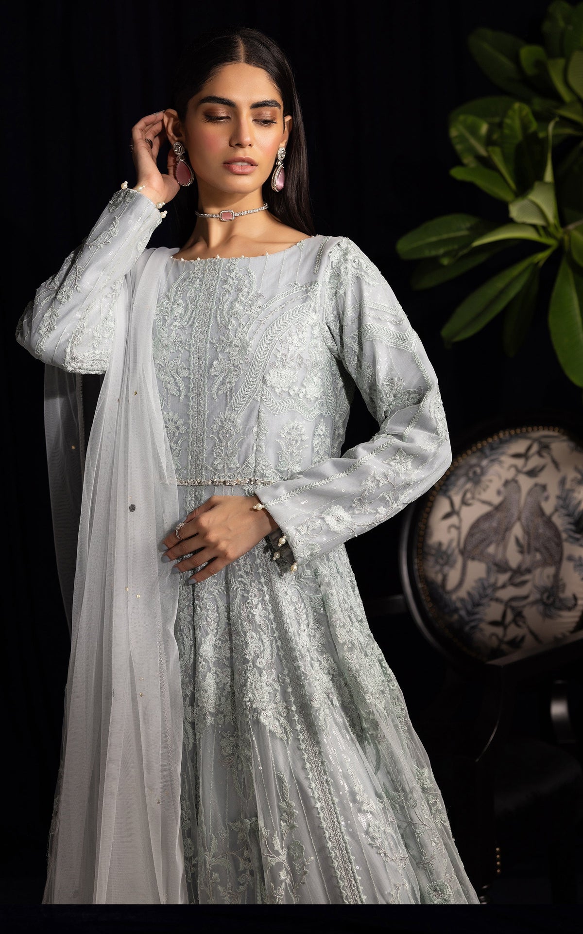 Threads and Motifs | Formal Dresses 25 | Net Embroidered Maxi by Threads and Motifs - Designer Dress  - Type : Ladies Clothes - Available at Libayah - 100% Original 