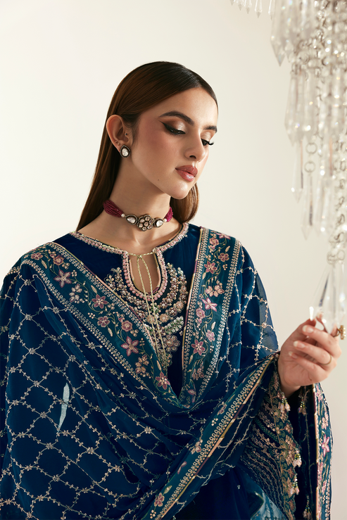 JAHANARA – authentic Pakistani formal dress from the Emaan Adeel Zarposh Velvet 25 collection for women in the UK.