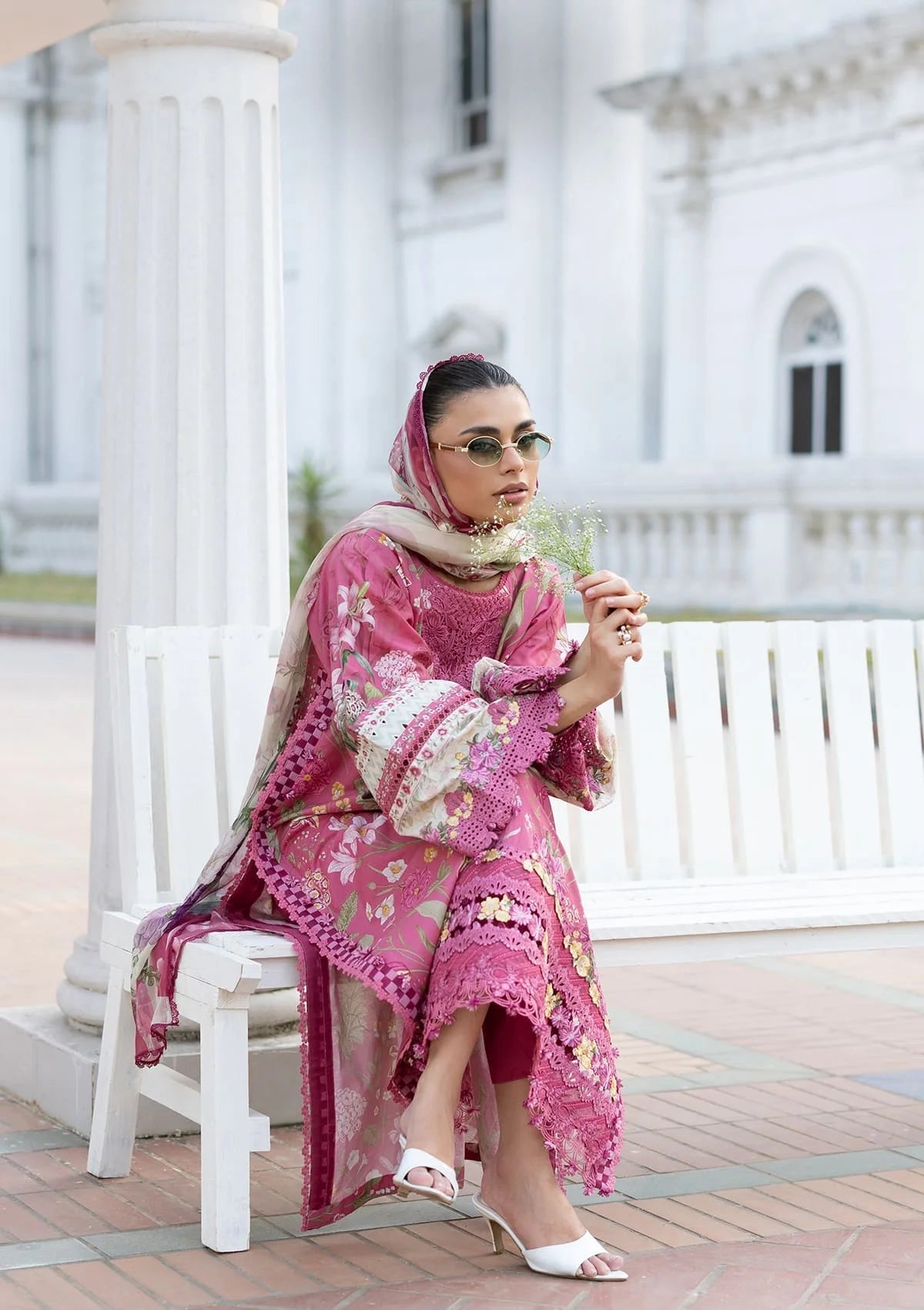 Elaf Premium | Signature Embroidered Lawn with Chiffon Collection 26 | ESG-5B DELILAH by Elaf Premium - Designer Dress  - Type : Ladies Clothes - Available at Libayah - 100% Original 