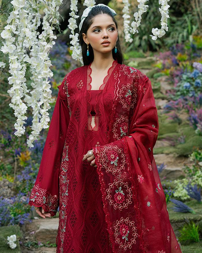 Zevk | Flora Festive Lawn | RED ROSE by Zevk - Designer Dress - Type: Ladies Clothes - Available at Libayah - 100% Original
