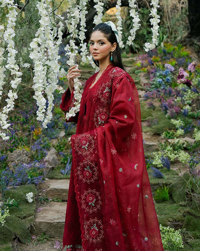 Zevk | Flora Festive Lawn | RED ROSE by Zevk - Designer Dress - Type: Ladies Clothes - Available at Libayah - 100% Original