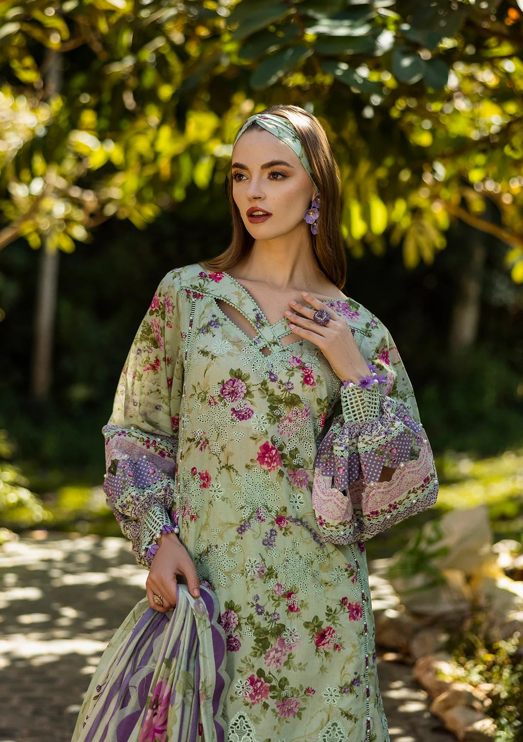 Elaf Premium | Print Chikankari 25 | ELK-03A FLOREALE by Elaf Premium - Designer Dress - Type: Ladies Clothes - Available at Libayah - 100% Original