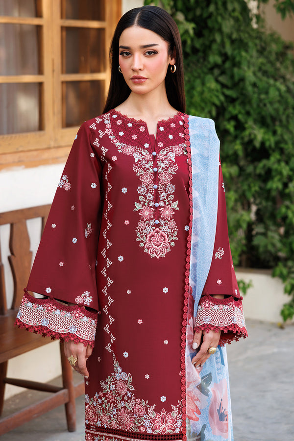 Farasha | Summer Weaves Embroidered Lawn | Crimson Glow by Farasha - Designer Dress - Type: Ladies Clothes - Available at Libayah - 100% Original