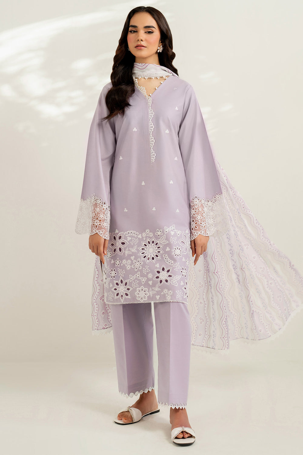 Farasha | Thread Lines Embroidered | Pastel Haze by Farasha - Designer Dress  - Type : Ladies Clothes - Available at Libayah - 100% Original 