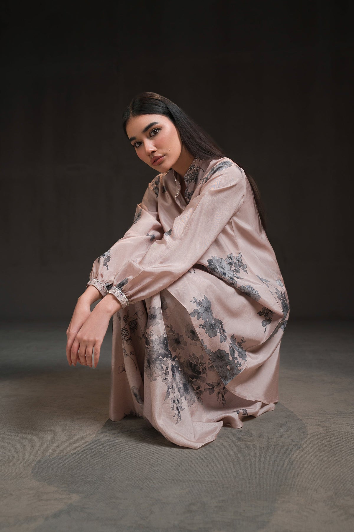 Ammara Khan | Glitz Luxury Pret 24 | FLORAL PRINT GHARARA PANT SET (D-14) by Ammara Khan - Designer Dress - Type: Ladies Clothes - Available at Libayah - 100% Original