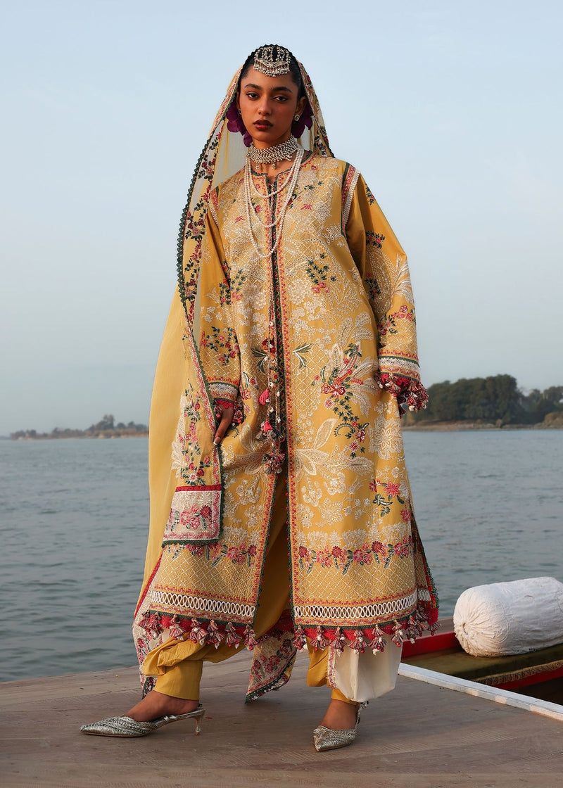 Hussain Rehar | Kalabagh Luxury Lawn 26 | Ochre by Hussain Rehar - Designer Dress  - Type : Ladies Clothes - Available at Libayah - 100% Original 