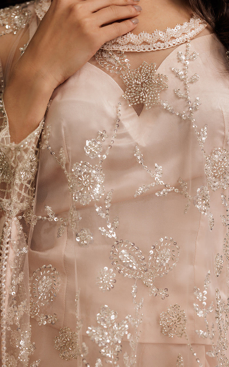 Threads and Motifs | Formal Dresses 25 | Net Embroidered Cape With Tube And Skirt by Threads and Motifs - Designer Dress  - Type : Ladies Clothes - Available at Libayah - 100% Original 