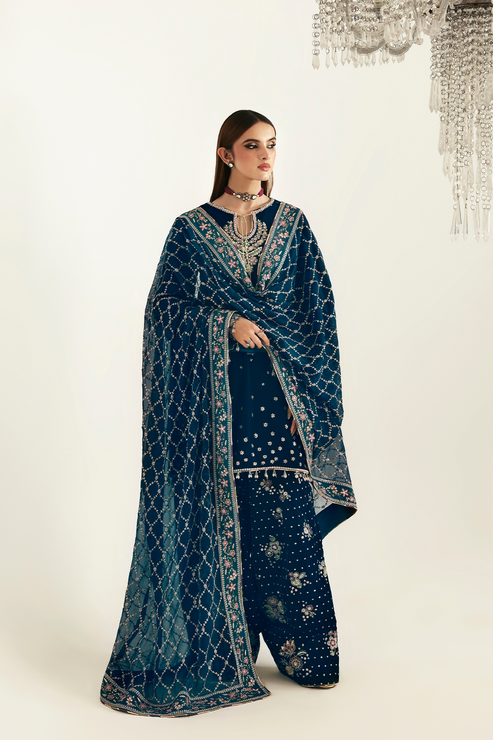 JAHANARA – authentic Pakistani formal dress from the Emaan Adeel Zarposh Velvet 25 collection for women in the UK.