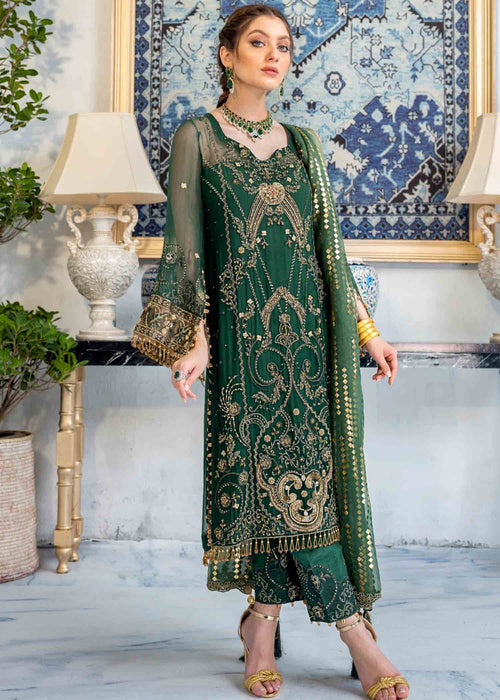 Meeral | Wedding Formals | ML-04-BOTTLE GREEN by Meeral - Designer Dress - Type: Ladies Clothes - Available at Libayah - 100% Original
