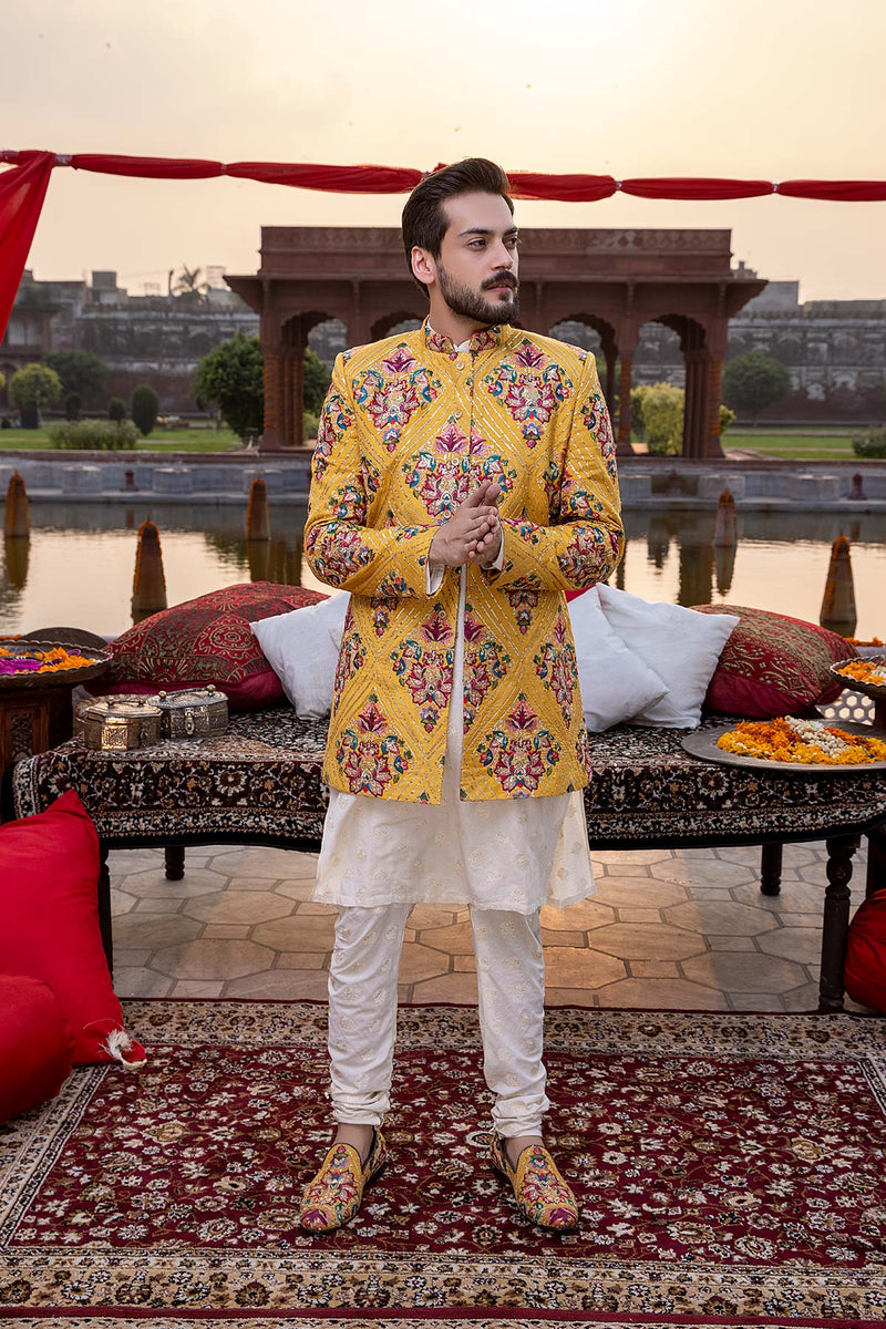 Pakistani Menswear | Mina Kashif | Sherwani D-16 by Libayah - Designer Dress - Type: Menswear - Available at Libayah - 100% Original