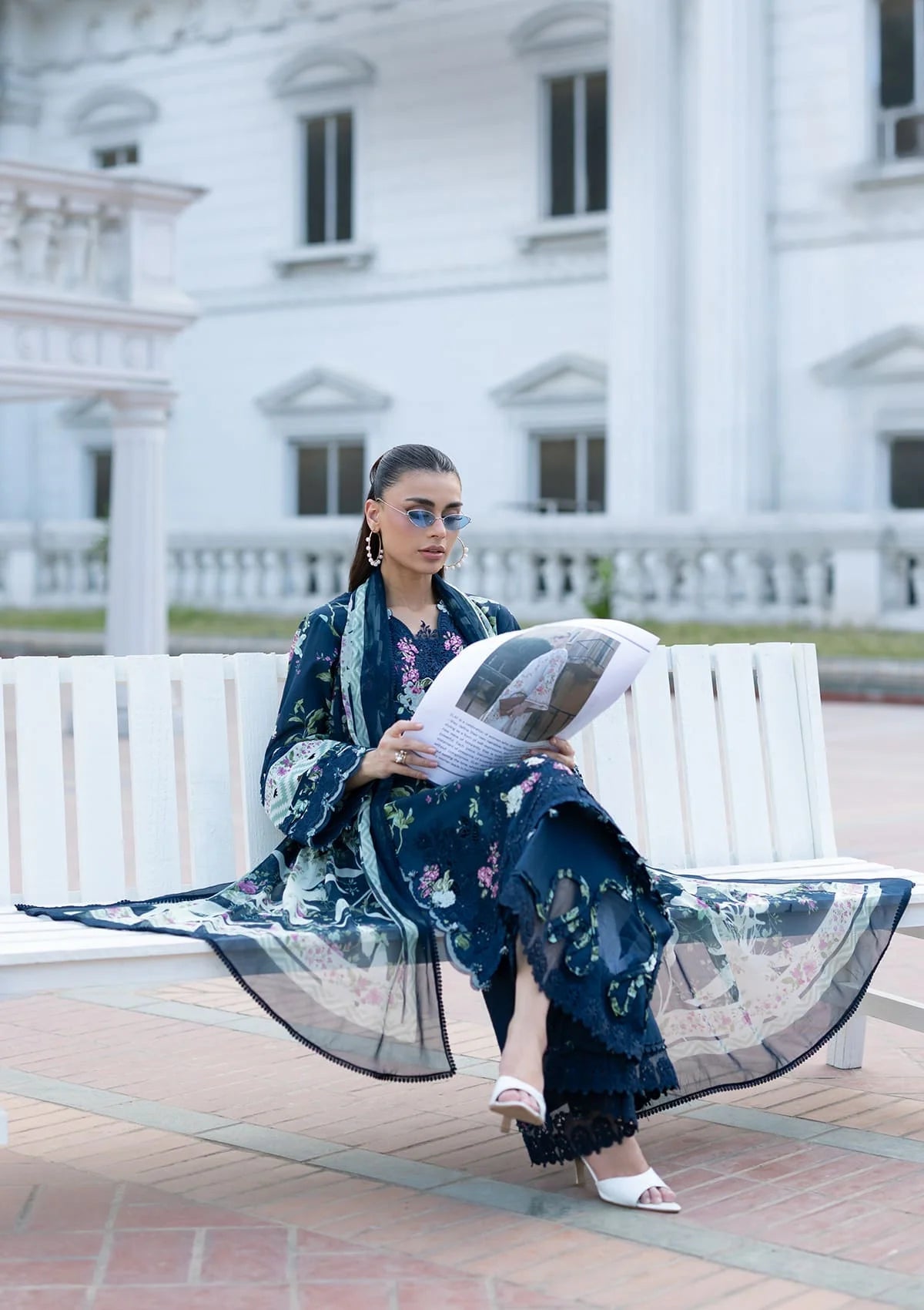 Elaf Premium | Signature Embroidered Lawn with Chiffon Collection 26 | ESG-3A MARIEL by Elaf Premium - Designer Dress  - Type : Ladies Clothes - Available at Libayah - 100% Original 