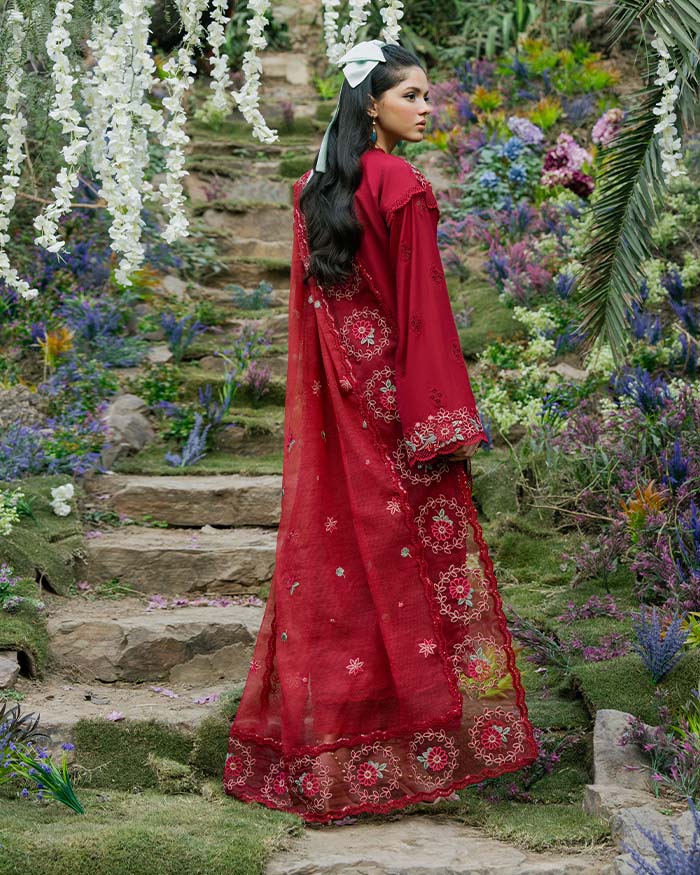 Zevk | Flora Festive Lawn | RED ROSE by Zevk - Designer Dress - Type: Ladies Clothes - Available at Libayah - 100% Original