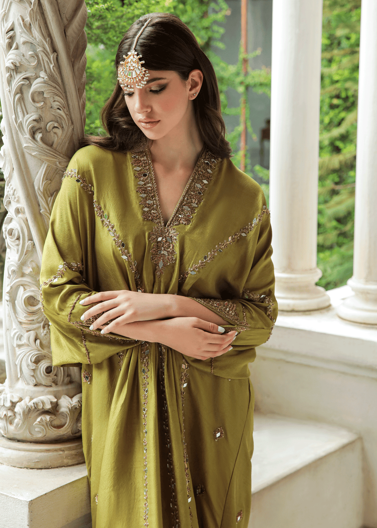 Purple Haze Pret Studio | Apsara Formals | Sheen Green Kaftan by Purple Haze - Designer Dress - Type: Ladies Clothes - Available at Libayah - 100% Original
