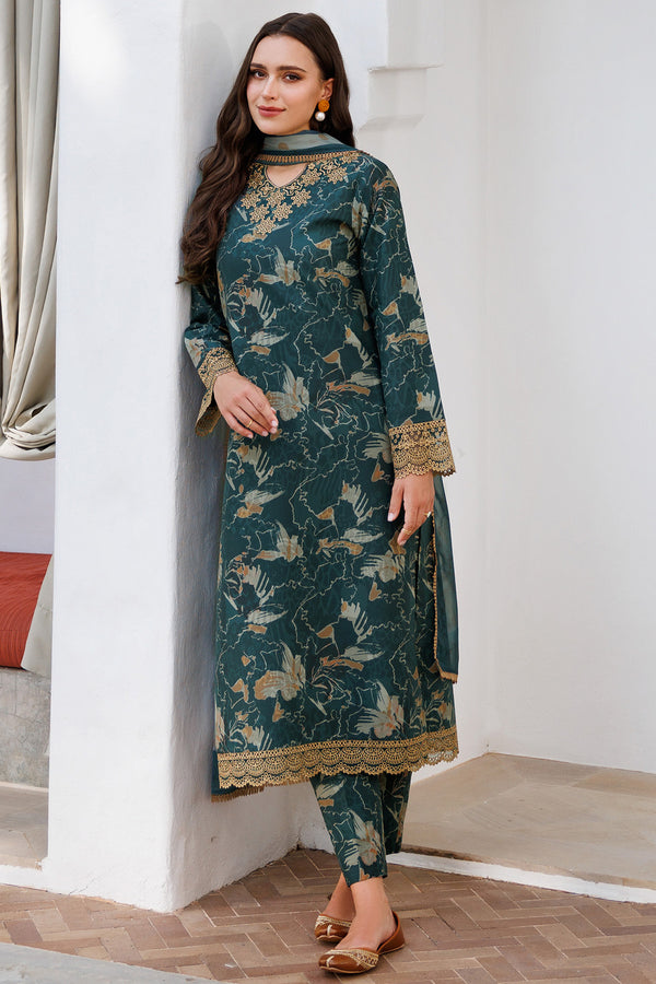 Farasha | Printed Essentials | Teal Bell by Farasha - Designer Dress - Type: Ladies Clothes - Available at Libayah - 100% Original
