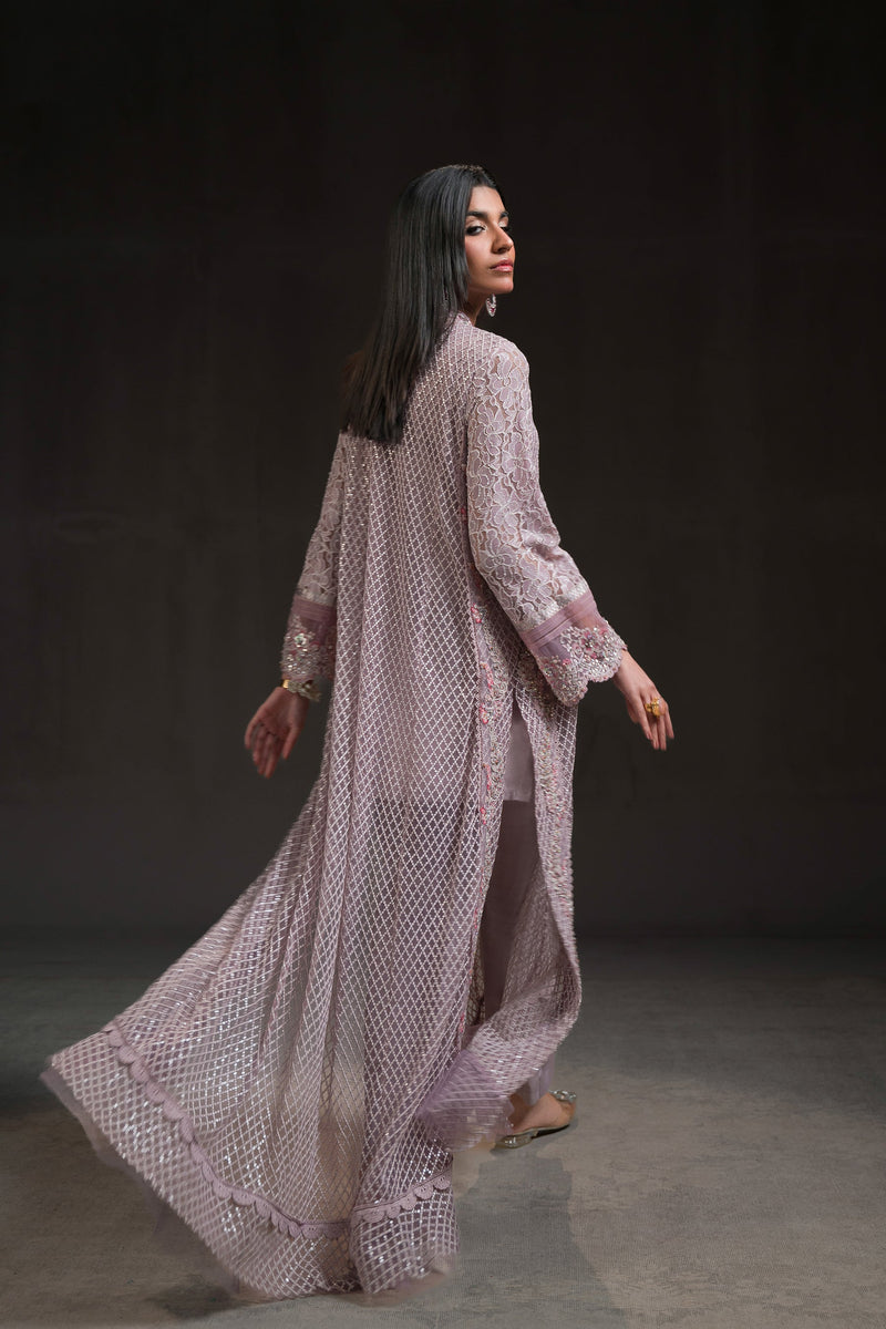 Ammara Khan | Glitz Luxury Pret 24 | FLOWY LAVENDER LONG SHIRT (D-01) by Ammara Khan - Designer Dress - Type: Ladies Clothes - Available at Libayah - 100% Original