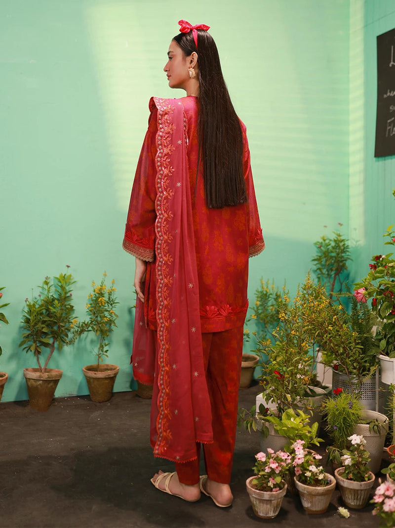 Salitex | Izel Lawn 24 | SCARLET - LUXURY LAWN EMBROIDERED SUIT by Salitex - Designer Dress - Type: Casuals - Available at Libayah - 100% Original