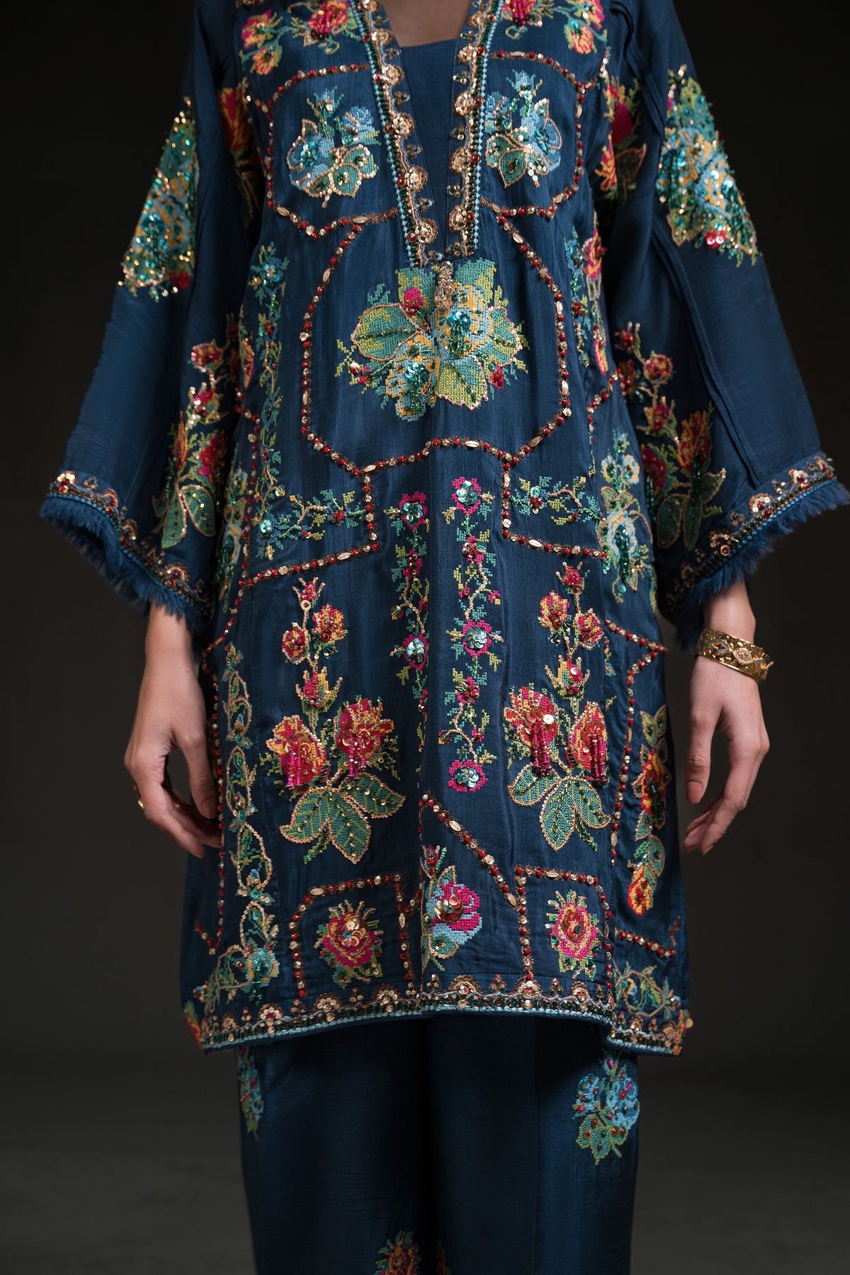 Ammara Khan | Glitz Luxury Pret 24 | COLOUR BLOOM FESTIVE MATCHING SET (D-16) by Ammara Khan - Designer Dress - Type: Ladies Clothes - Available at Libayah - 100% Original
